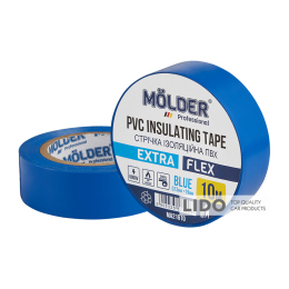 Стрічка ізоляційна ПВХ Molder 0,13x19мм 10м синя, професійна, вогнетривка