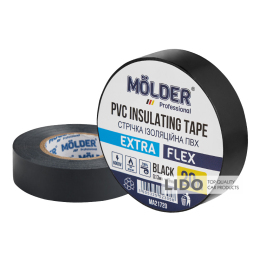 Стрічка ізоляційна ПВХ Molder 0,13x19мм 20м чорна, професійна, вогнетривка