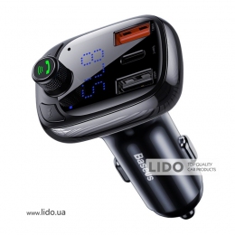 FM трансмиттер модулятор Baseus S-13 Bluetooth 5.0 c функцией зарядки (Черный, 2xUSB, 1xType-C)