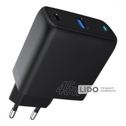 Мережевий зарядний пристрій Proove Silicone Power 45W (Type-C + USB) чорний