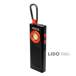 Ліхтар світлодіодний YATO акумуляторний Li-Po 3.7В 2000mАГод 500Lm динамік 3W Bluetooth