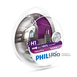 Галогенова лампа Philips H1 12V 55W P14,5s VisionPlus (+60% more light), Set 2шт