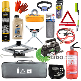 Набір для техдопомоги з компресором Uragan та ліхтарем (16 од.)