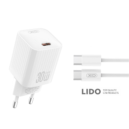 Мережевий зарядний пристрій XO L148 PD30W USB-C + Type-C кабель білий