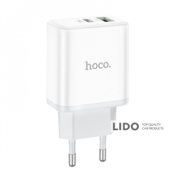 АЗП Hoco C105A Stage dual port 20W (Type-C + USB) white