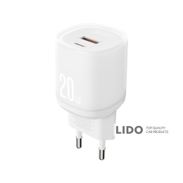 Мережевий зарядний пристрій XO L144 PD20W 1USB-A+1USB-C білий