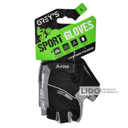 Велоперчатки Grey's с короткими пальцами и гелевыми вставками, черно-серые L