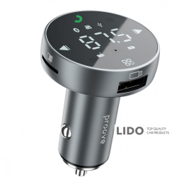 Автомобільний зарядний пристрій Proove FM Launcher Sound Sync 30W (PD+QC3.0) Type-C+USB сірий