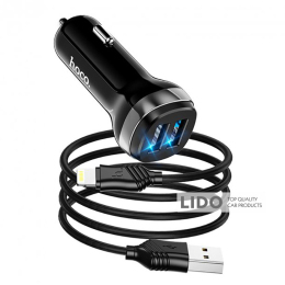 Автомобильное зарядное устройство Hoco Z40 Superior 2USB + Cable (Lightning) QC3.0 2USB черный
