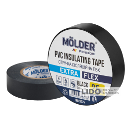 Стрічка ізоляційна ПВХ Molder 0,13x19мм 25м чорна, професійна, вогнетривка