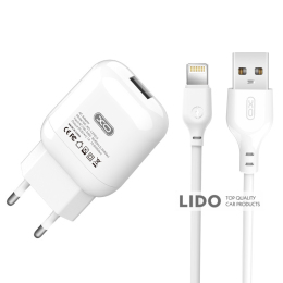 Мережевий зарядний пристрій XO L37 + Lightning кабель білий