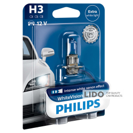 Галогеновая лампа Philips H3 12V 55W PK22s White Vision +60%