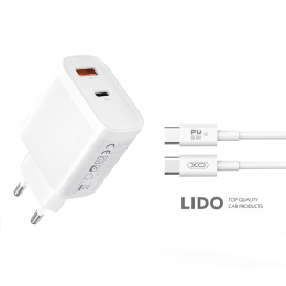 Мережевий зарядний пристрій XO L116 PD30W/QC18W 1USB-C+1USB-A Type-C кабель білий 