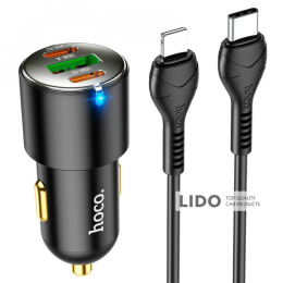 АЗП Hoco NZ6 45W (2 Type-C + 1 USB) + Кабель Type-C to Lightning black