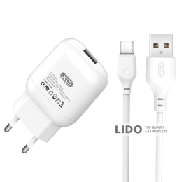 Мережевий зарядний пристрій XO L37 + Micro кабель білий