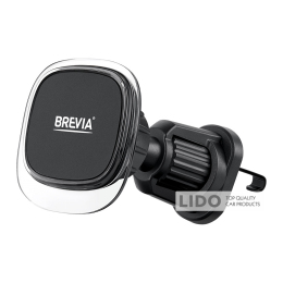 Держатель телефона автомобильный Brevia AirVent Pro СrystalMag на дефлектор, 4 магнита, черный