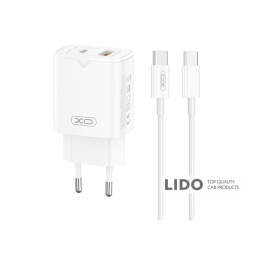 Мережевий зарядний пристрій XO L130 PD30W/QC18W 1USB-C+1USB-A + Type-C кабель білий