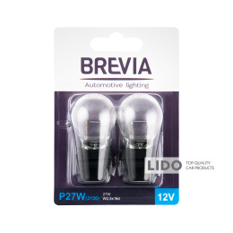 Лампа розжарювання Brevia P27W 12V 27W W2.5x16q прозора 2шт