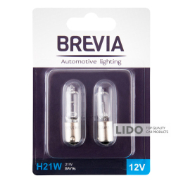 Лампа накаливания Brevia H21W 12V 21W BAY9s, 2шт