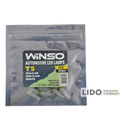 LED автолампа Winso 12V COB T5 W2x4.6d, 20шт