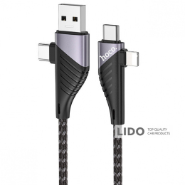 Кабель Hoco U95 4in1 Illustrious Multifunction Micro USB + Type-C to Type-C + Lightning PD чорний