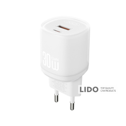 Мережевий зарядний пристрій XO L151 30W 1USB-A+1USB-C білий