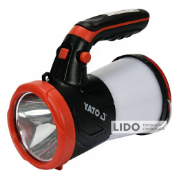 Фонарь LED-диодный YATO аккумуляторный Li-Ion 3.7В 1Вт 600-1200Лм с ручкой, зарядка USB