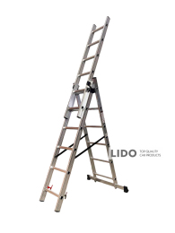 Лестница трехсекционная алюминиевая GTM KME306 3x6 ступеней 1.64-3.26м