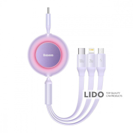 Кабель Baseus Bright Mirror 2 Series 3-in-1 (Micro USB+Lightning+Type-C) 100W (1.1m) фіолетовий