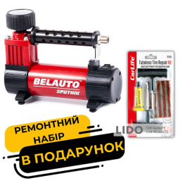 Компрессор автомобильный Белавто Спутник 7Атм 32л/мин 150Вт BK48 + Набор для ремонта шин CarLife