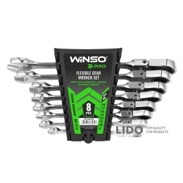 Набір ключів Winso PRO комбіновані з тріскачкою та карданом CR-V 8шт (8-10-12-13-14-15-17-19мм)