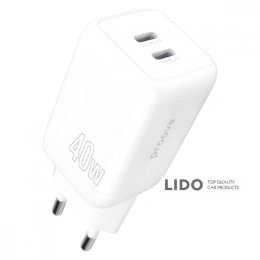 Мережевий зарядний пристрій Proove Silicone Power 40W (Type-C + Type-C) білий
