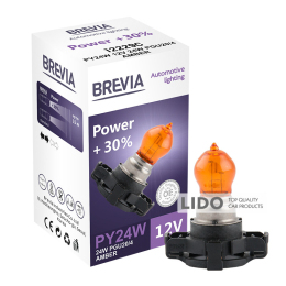 Галогеновая лампа Brevia PY24W 12V/24V PGU20/4 AMBER Power +30% CP