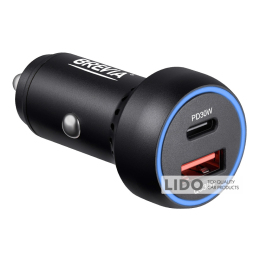 Автомобільний зарядний пристрій Brevia ePower Dual PowerMax Metal LED 60W 1xUSB-C+1xUSB-A