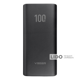 Повербанк (Power Bank) Veger T100 20000 mAh 100W PD QC3.0 5A black черный