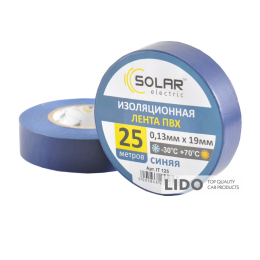 Стрічка ізоляційна ПВХ Solar, 0.13mm x 19mm, 25м, синя