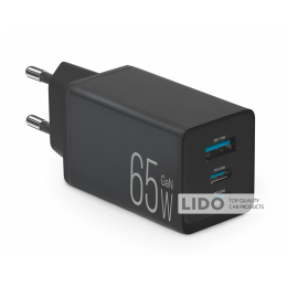 Сетевое зарядное устройство Brevia ePowerGaN PD65W 2xUSB-C+USB-A черный