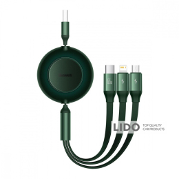 Кабель Baseus Bright Mirror 2 Series 3-in-1 (Micro USB+Lightning+Type-C) 66W (1.1m) зелений