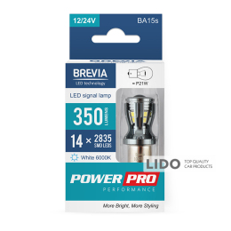LED автолампа Brevia PowerPro P21W 350Lm 14x2835SMD 12/24V CANbus, 2шт