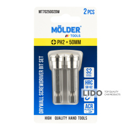 Набор бит Molder с ограничителем для гипсокартона PH2x50мм 2шт