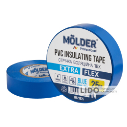 Стрічка ізоляційна ПВХ Molder 0,13x19мм 25м синя, професійна, вогнетривка