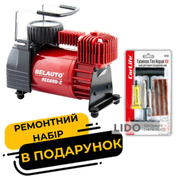 Компрессор автомобильный Белавто Рекорд-2 10Атм 37л/мин 170Вт BK32 + Набор для ремонта шин CarLife