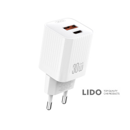 Мережевий зарядний пристрій XO L149 PD30W 1USB-A+1USB-C білий