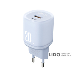 Мережевий зарядний пристрій XO L144 PD20W 1USB-A+1USB-C синій