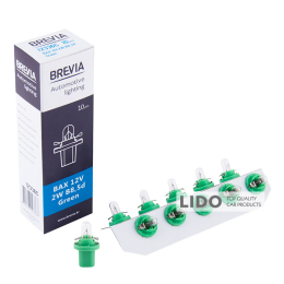 Лампа накаливания Brevia BAX 12V 2W B8,5d Green CP, 10шт