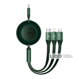 Кабель Baseus Bright Mirror 2 Series 3-in-1 (Micro USB+Lightning+Type-C) 100W (1.1m) зелений
