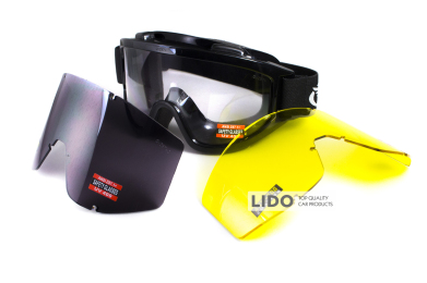 Окуляри захисні зі змінними лінзами Global Vision Wind-Shield 3 lens KIT Anti-Fog