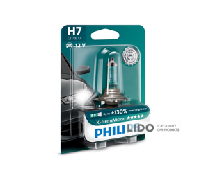 Галогенова лампа Philips H7 X-treme Vision +130% 12V 55W PX26d, Blister 1шт