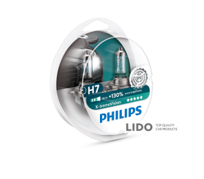 Галогеновая лампа Philips H7 X-treme Vision +130% 12V 55W PX26d, комплект ламп