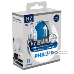 Галогенова лампа Philips H7 White Vision +60% (4300K) 12V 55W PX26d, набір ламп
